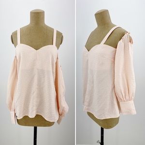 ASOS Lost Ink Light Pink Cold Shoulder Long Sleeve Bardot Top Small S NWT NEW